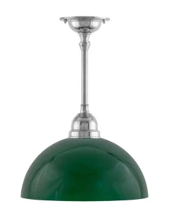 Taklampa - Byströmpendel 60 nickel, grön halvsfär