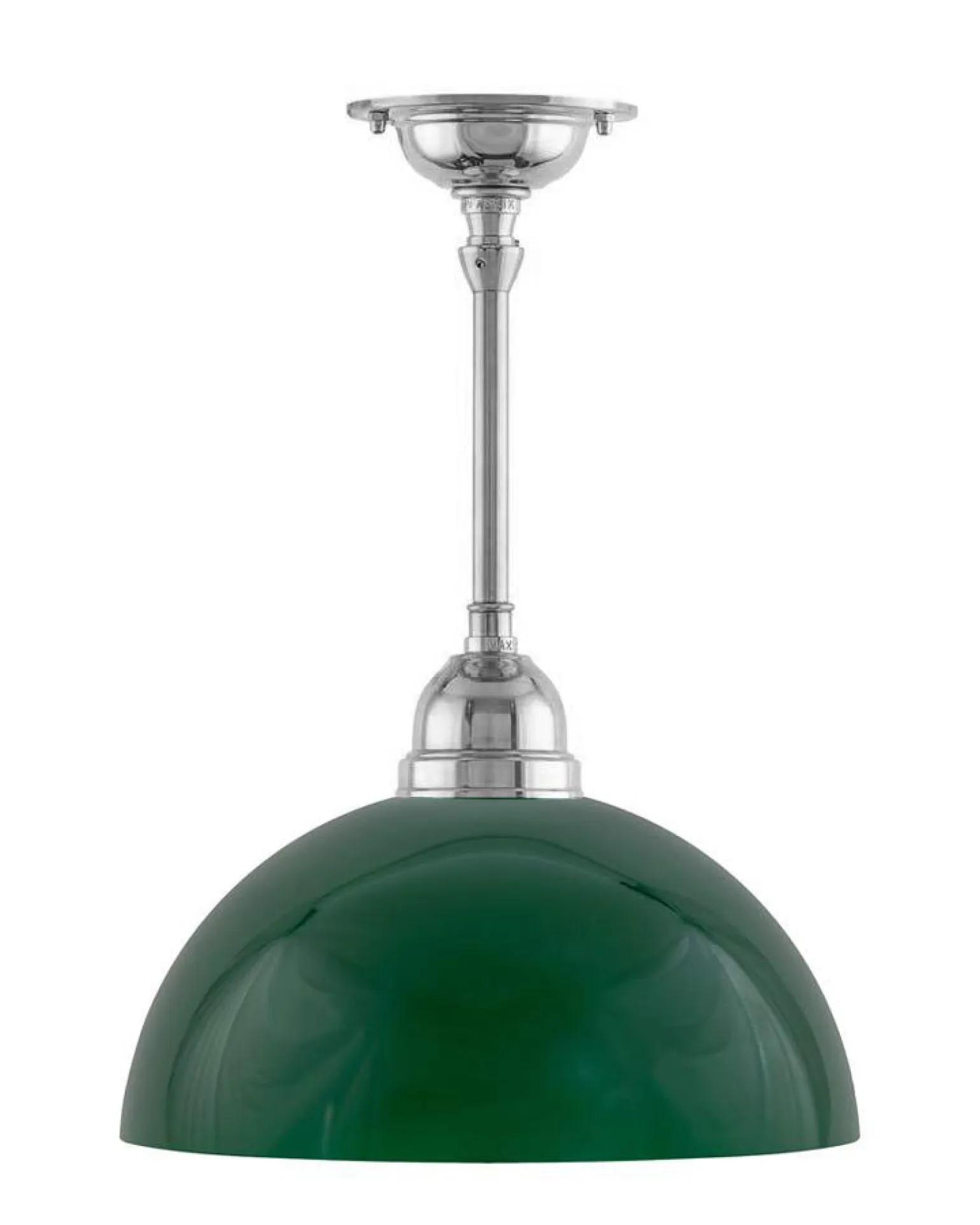 Taklampa - Byströmpendel 60 nickel, grön halvsfär