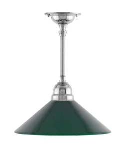 Taklampa - Byströmpendel 60 nickel, grön skomakarskärm