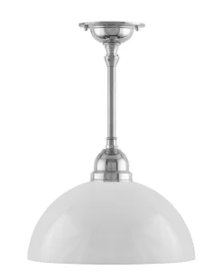 Taklampa - Byströmpendel 60 nickel, vit halvsfär