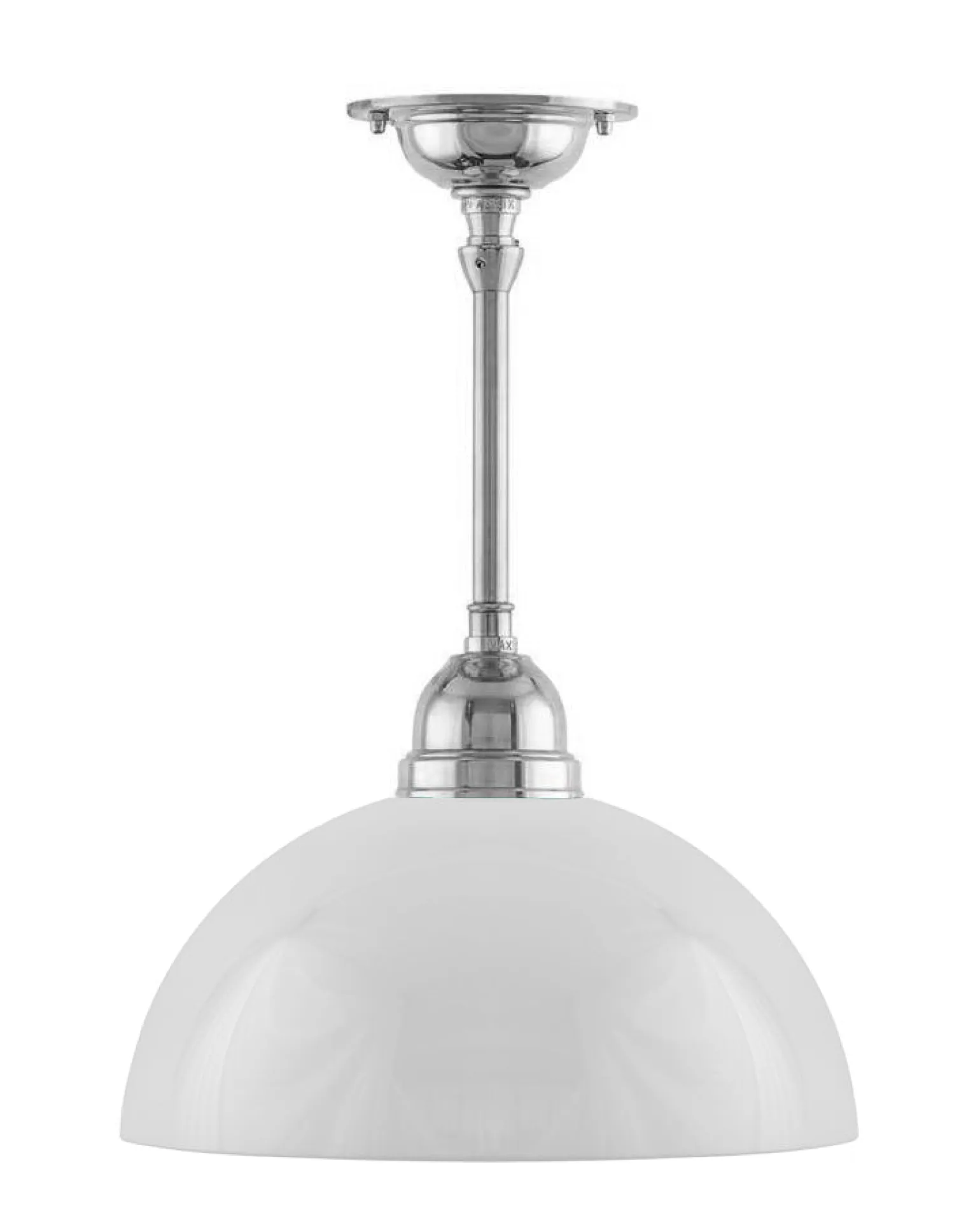 Taklampa - Byströmpendel 60 nickel, vit halvsfär