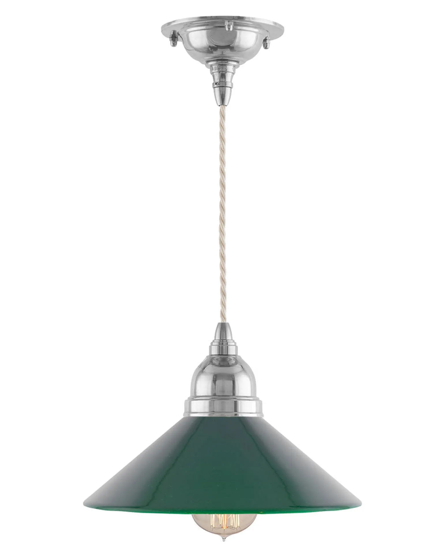 Taklampa - Byström sladdpendel 60 nickel, grön skärm