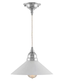 Taklampa - Byström sladdpendel 60 nickel, vit skärm