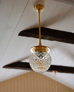 Taklampa - Dahlbergspendel 100 mässing, klarglas droppe