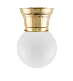 Taklampa - Frödingplafond 80 mässing, opalvit klot
