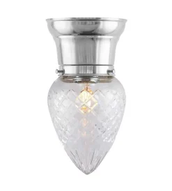Taklampa - Frödingplafond 80 nickel, droppe klarglas