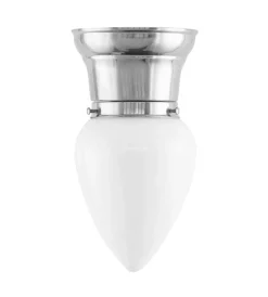 Taklampa - Frödingplafond 80 nickel, opalvit droppe