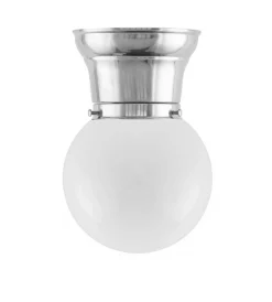 Taklampa - Frödingplafond 80 nickel, opalvit klot