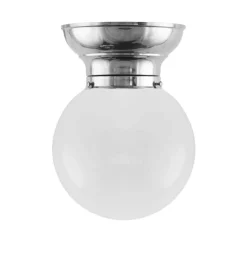 Taklampa - Frödingplafond 100 nickel, vit klotskärm