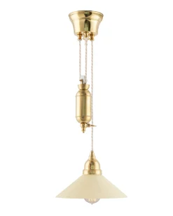 Taklampa - Skomakarhiss mässing med benvit skärm 25 cm