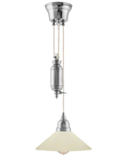 Taklampa - Skomakarhiss nickel med benvit skärm 25 cm