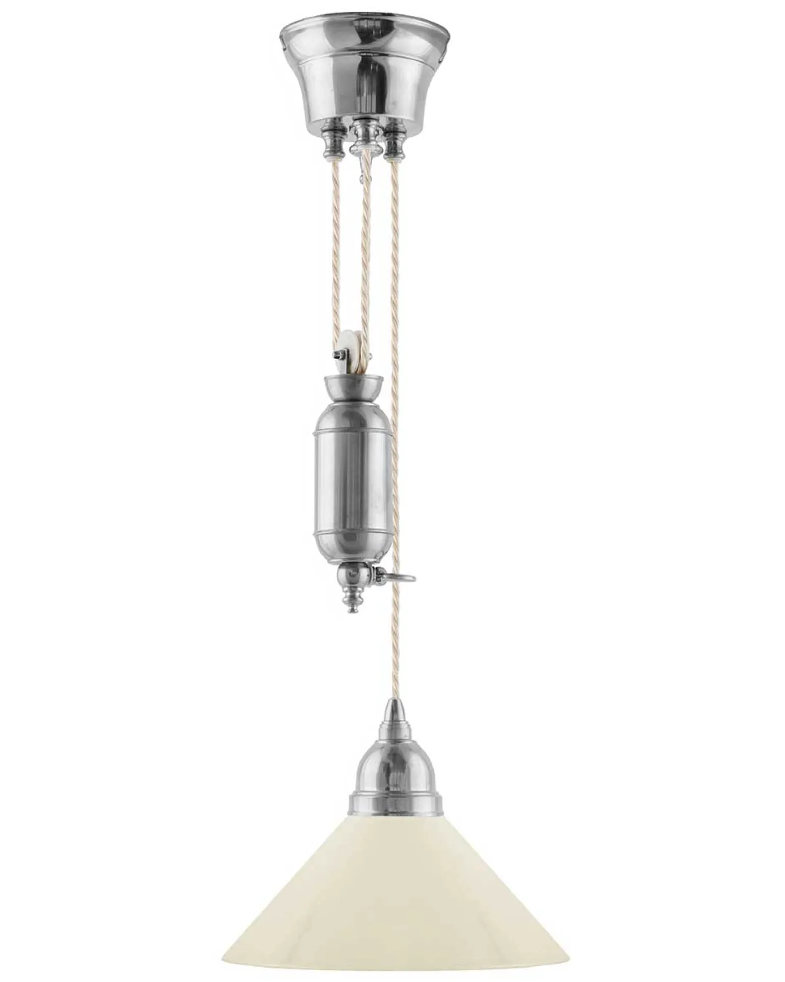Taklampa - Skomakarhiss nickel med hög benvit skärm 25 cm