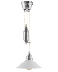 Taklampa - Skomakarhiss nickel, vit skärm 25 cm