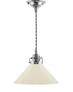 Taklampa - Skomakarsladd nickel med hög benvit skärm 25 cm