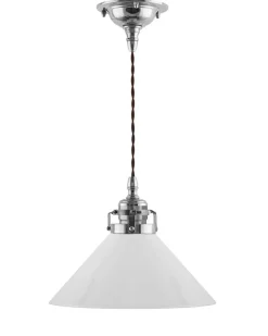 Taklampa - Skomakarsladd nickel med hög vit skärm 25 cm