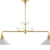Taklampa - Spelbordslampa med ornament mässing, vita skärmar