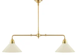 Taklampa - Spelbordslampa mässing, benvita skärmar