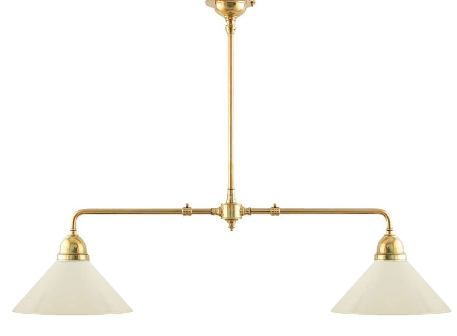 Taklampa - Spelbordslampa mässing, benvita skärmar