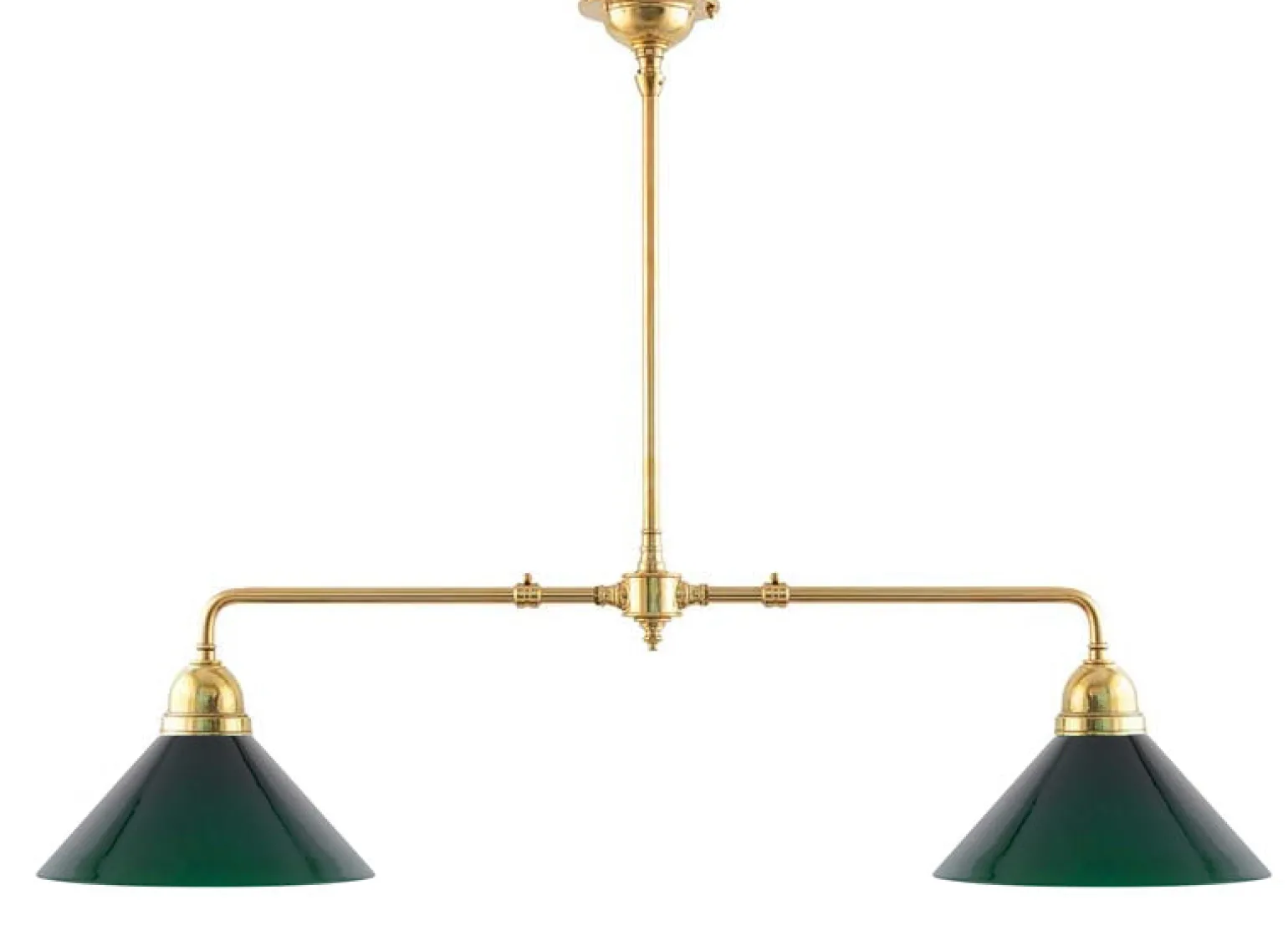 Taklampa - Spelbordslampa mässing, gröna skärmar