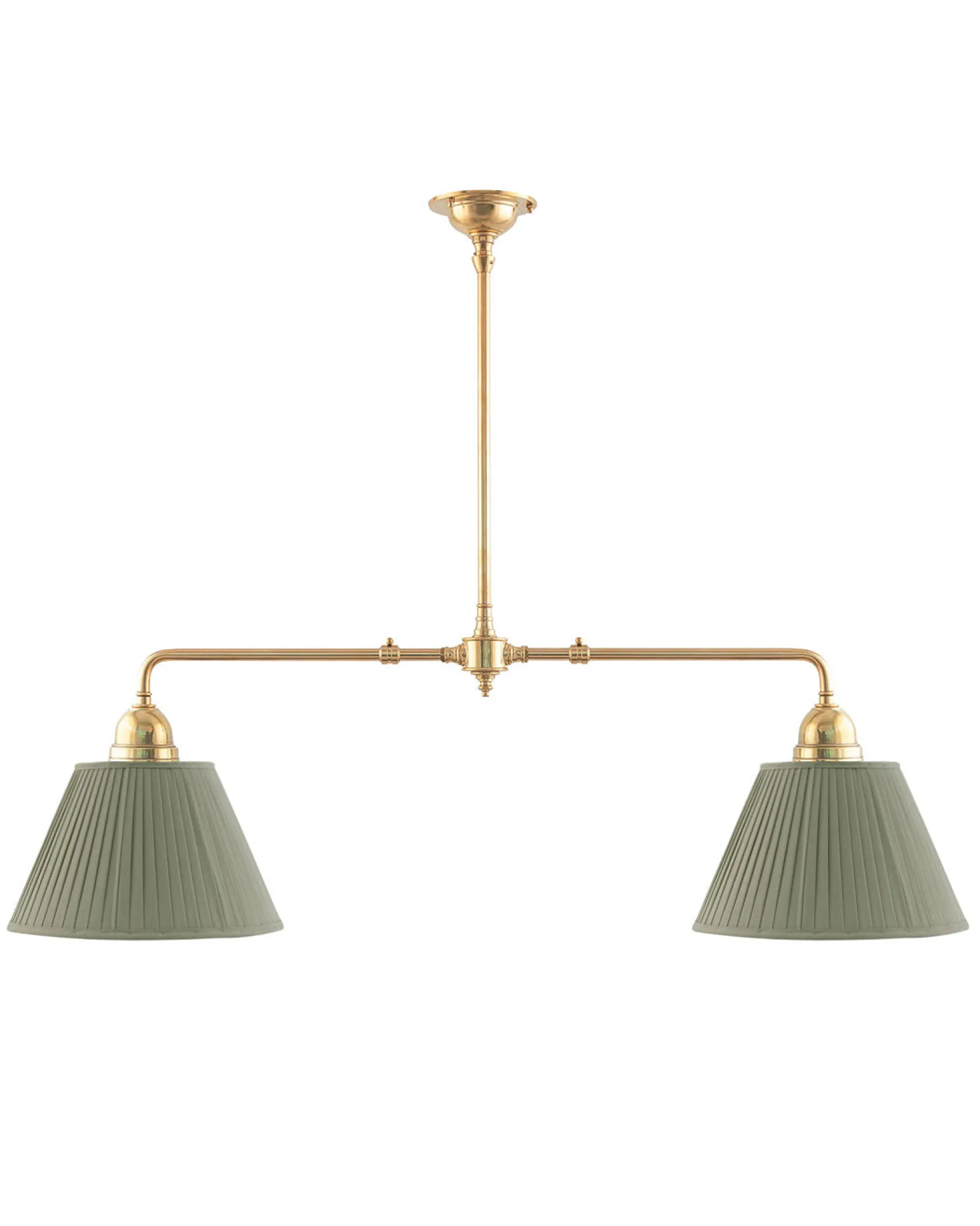 Taklampa - Spelbordslampa mässing, olivgröna skärmar