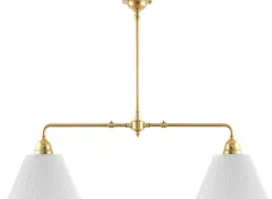Taklampa - Spelbordslampa mässing, tygskärmar