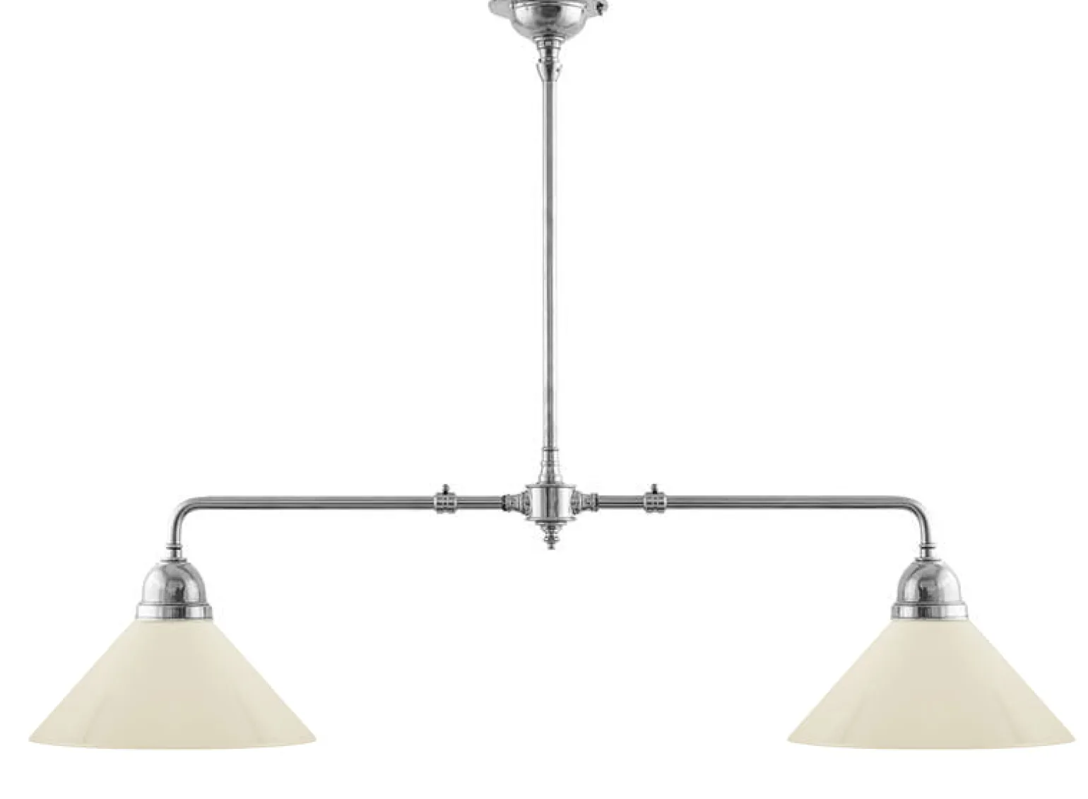 Taklampa - Spelbordslampa nickel, benvita skärmar