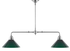 Taklampa - Spelbordslampa nickel, gröna skärmar