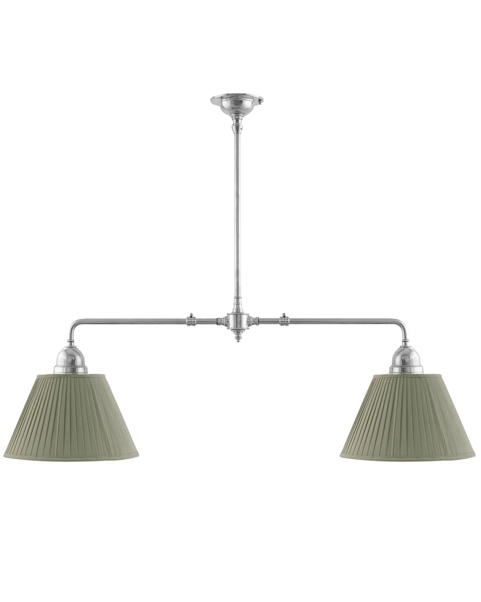 Taklampa - Spelbordslampa nickel med olivgröna tygskärmar