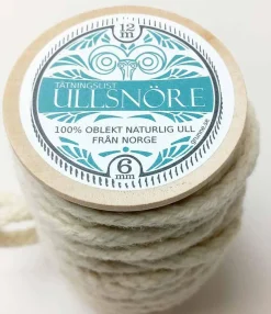 Tätningslist ull - 6 mm ullsnöre vit, 12m