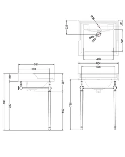 Tvättställ - Burlington Classic 65 cm, kromställning