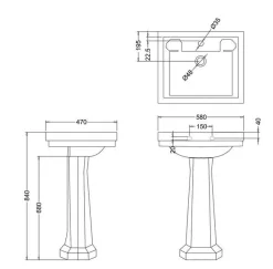 Tvättställ - Burlington Clean 58 cm med piedestal