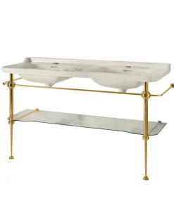 Tvättställ med bronsben & glashylla - Art Deco - Dubbelt 150 cm