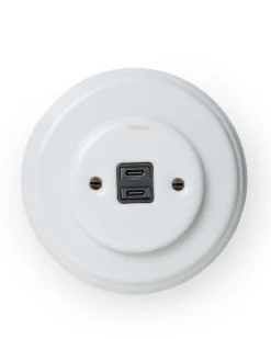 USB-C uttag - Vitt porslin, Garby Colonial