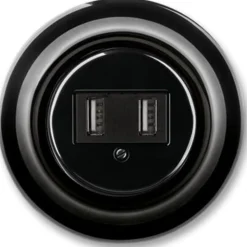 USB-ladduttag dubbelt svart porslin - ABB Decento