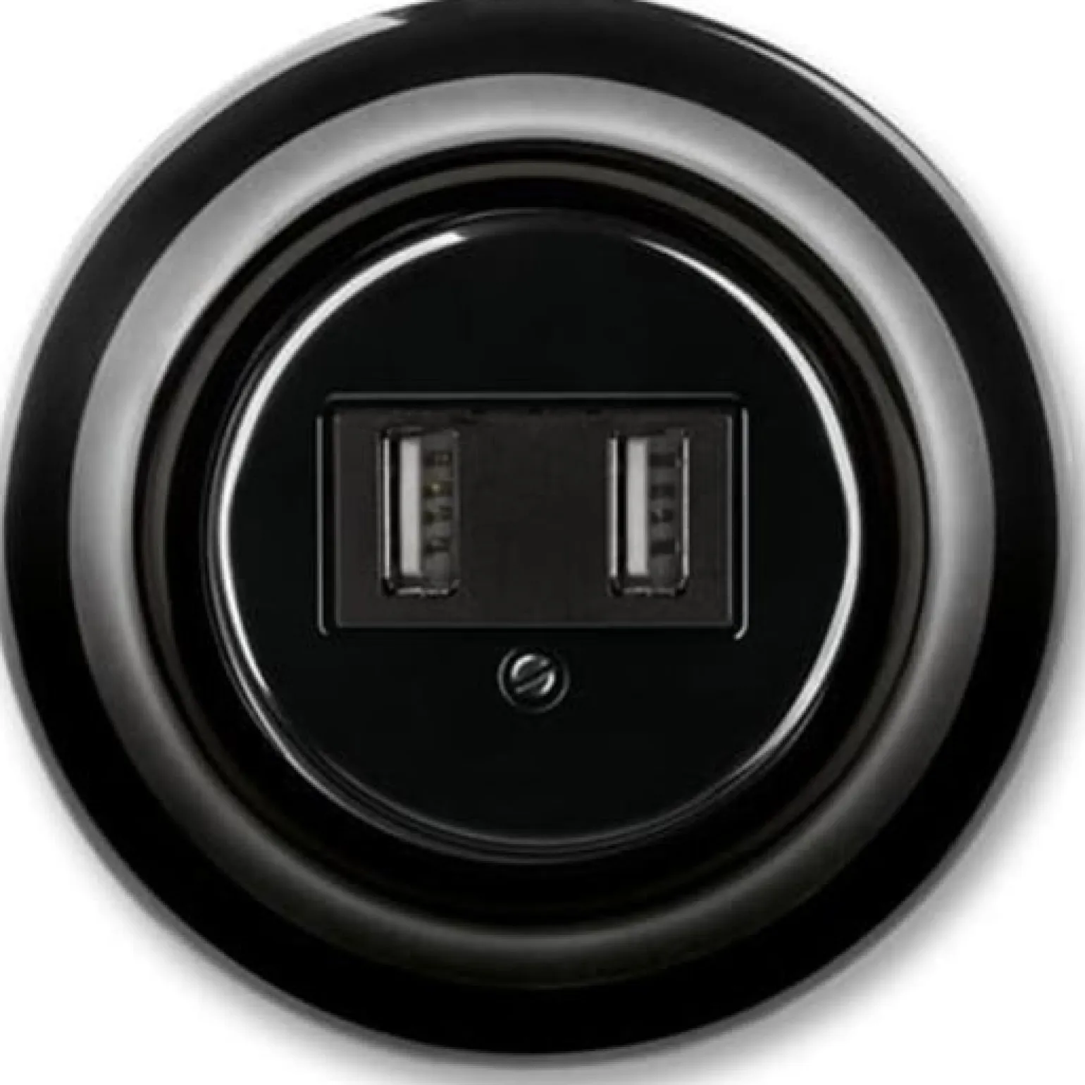 USB-ladduttag dubbelt svart porslin - ABB Decento