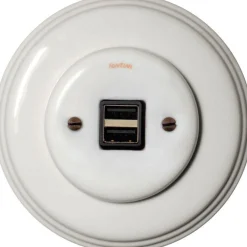 USB-uttag - Vitt porslin, Garby Colonial