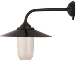 Utomhuslampa - Stallampa 90° lång böj, svart skärm