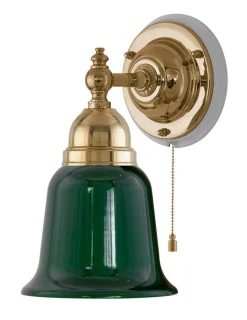 Vägglampa - Adelborg mässing med grönt glas