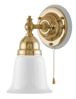 Vägglampa - Adelborg mässing, opalvit klocka