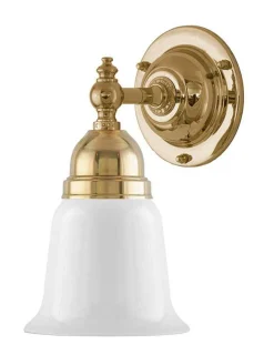 Vägglampa - Adelborg mässing, opalvit klocka