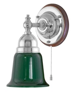 Vägglampa - Adelborg nickel, grönt glas