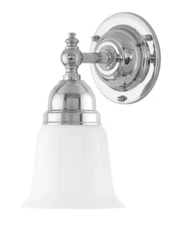 Vägglampa - Adelborg nickel, opalvit klocka