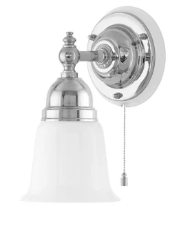 Vägglampa - Adelborg nickel, opalvit klocka