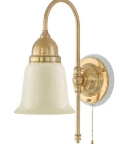 Vägglampa - Ahlström mässing, benvit klocka