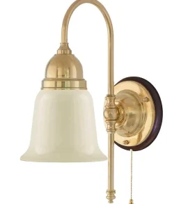 Vägglampa - Ahlström mässing, benvit klocka
