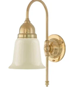 Vägglampa - Ahlström mässing, benvit klocka