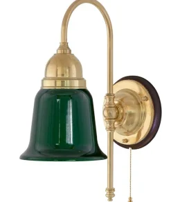 Vägglampa - Ahlström mässing, grön klocka
