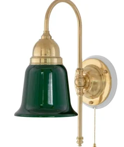 Vägglampa - Ahlström mässing, grön klocka