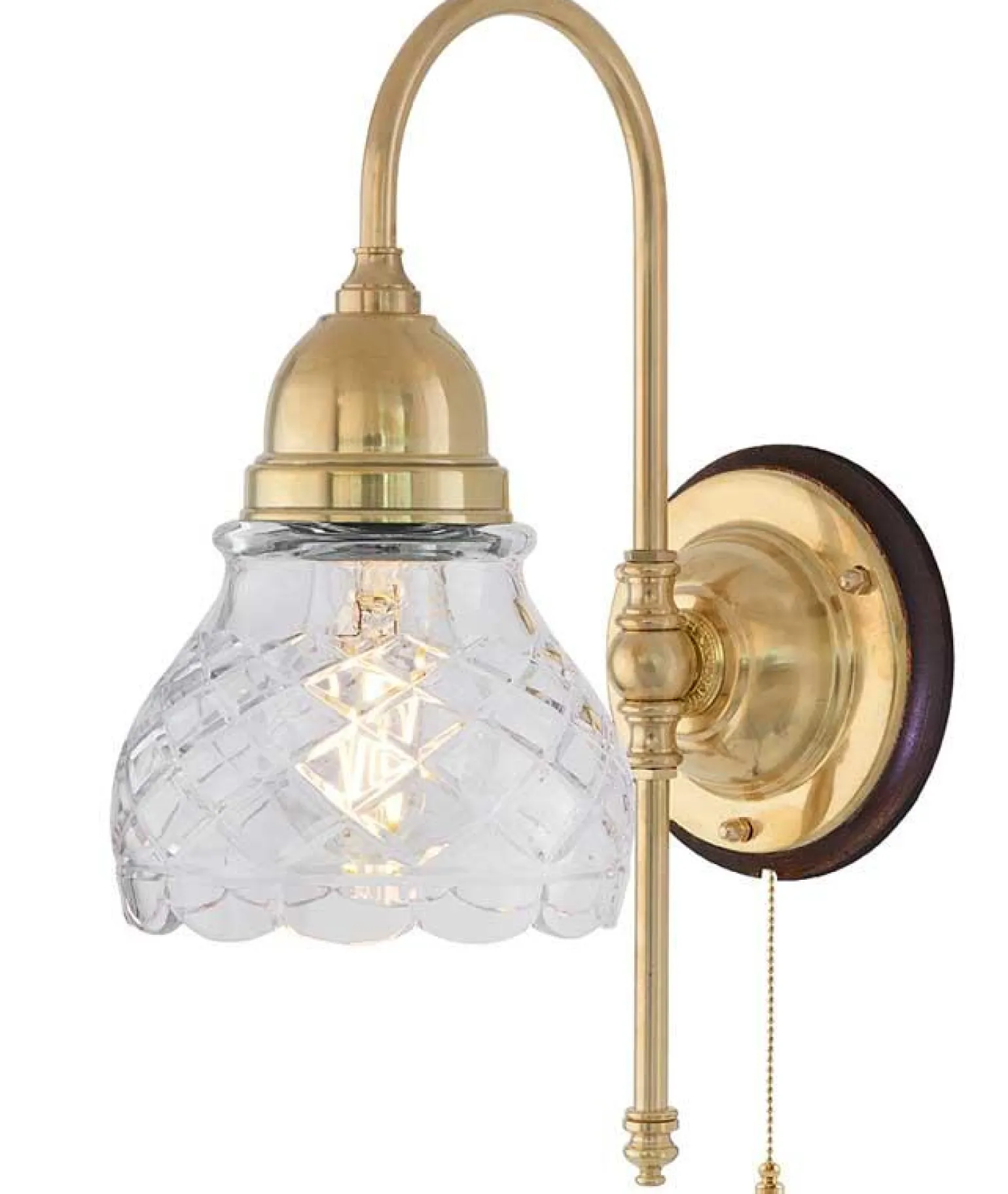 Vägglampa - Ahlström mässing, slipat klarglas