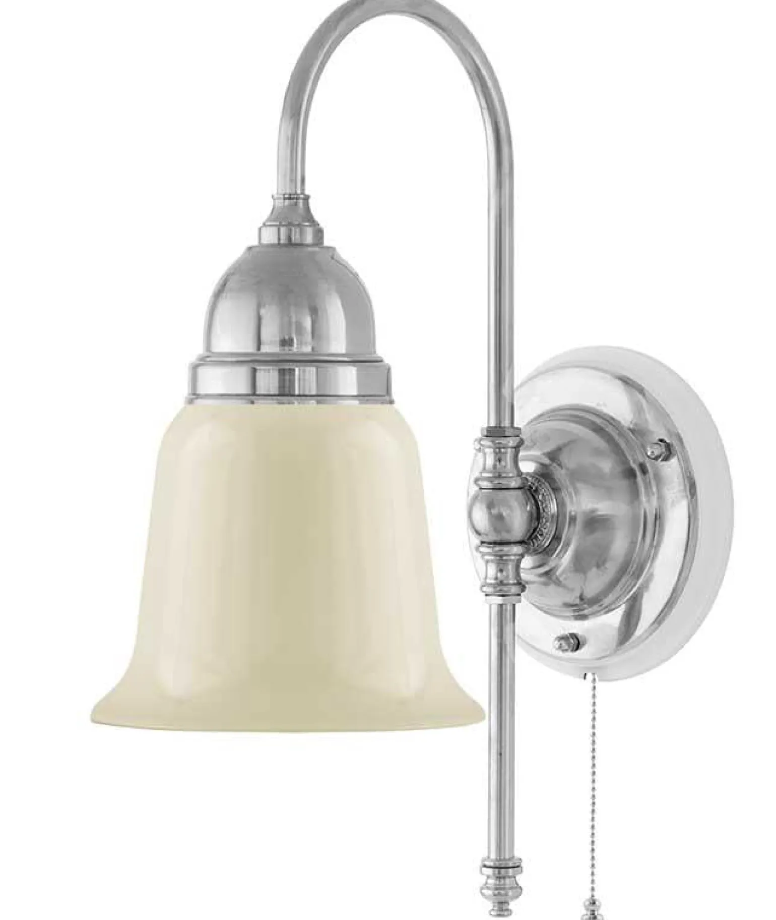 Vägglampa - Ahlström nickel, benvit klocka